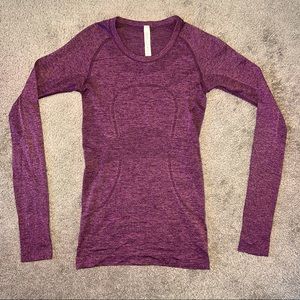 Burgundy Lululemon Swiftly Tech Long Sleeve Crew